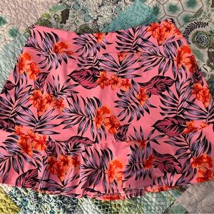 Tommy Bahama golf skort, bright tropical print.